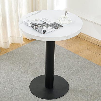 Runder Esstisch 60cm Weiß – Küchentisch mit Marmoroptik