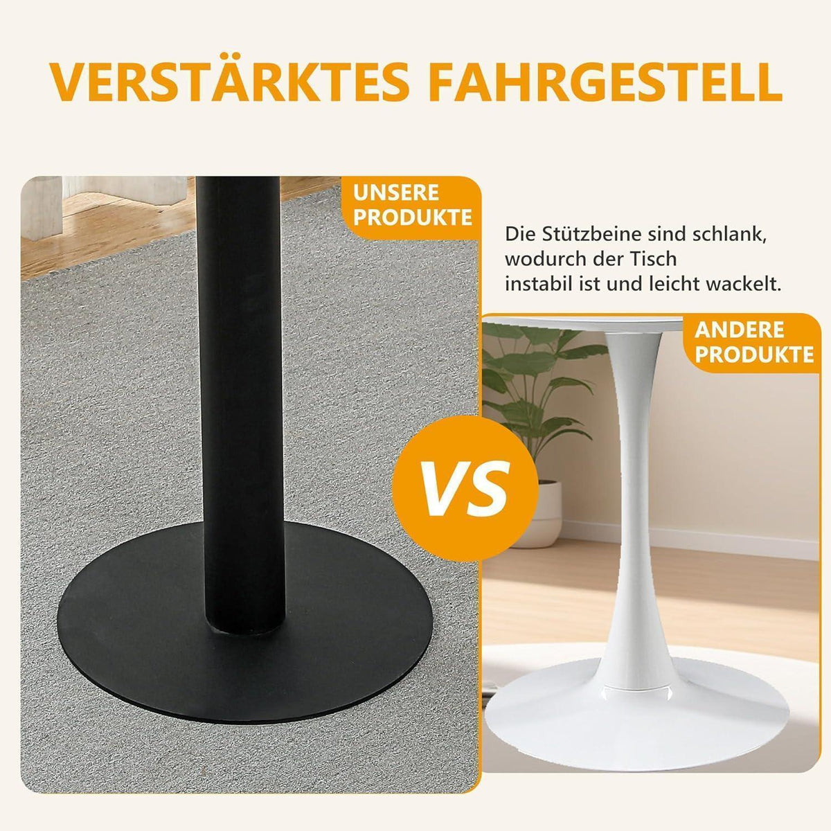 Runder Esstisch 80cm Weiß – Küchentisch mit Marmoroptik