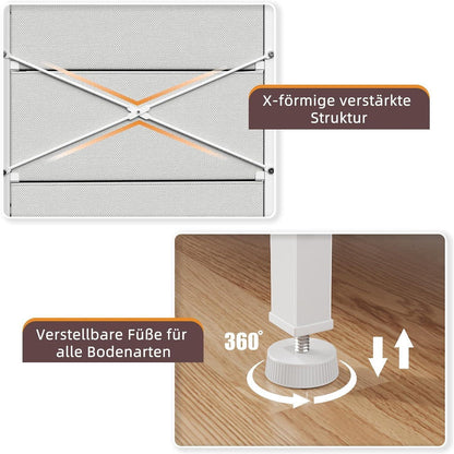 Hohe Schlafzimmerkommode mit Spiegel & 4 Schubladen – Weiß