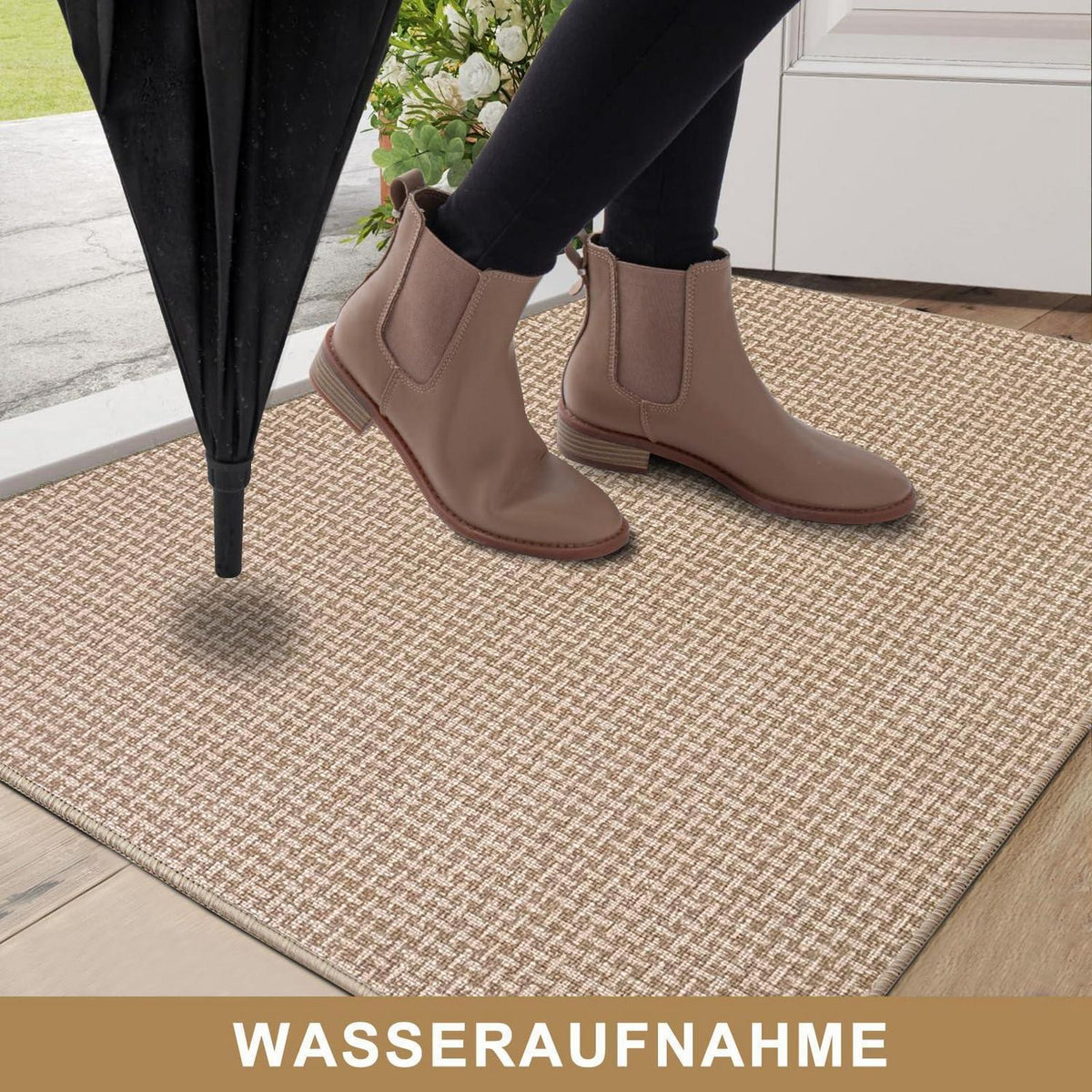 Innen Fußmatte 60x90 cm – Waschbar & Rutschfest in Beige