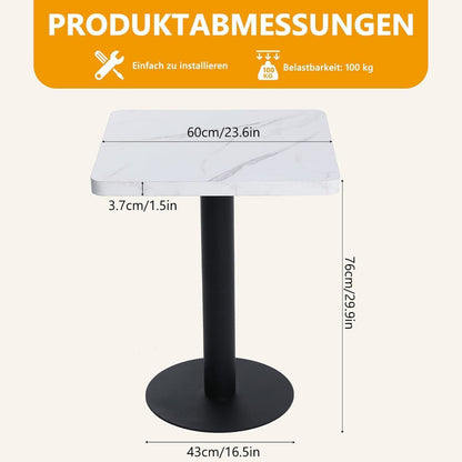 Mingone Esszimmertisch 60x60cm Weiß Marmoroptik
