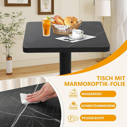 Mingone Esszimmertisch 60x60 Schwarz Marmoroptik