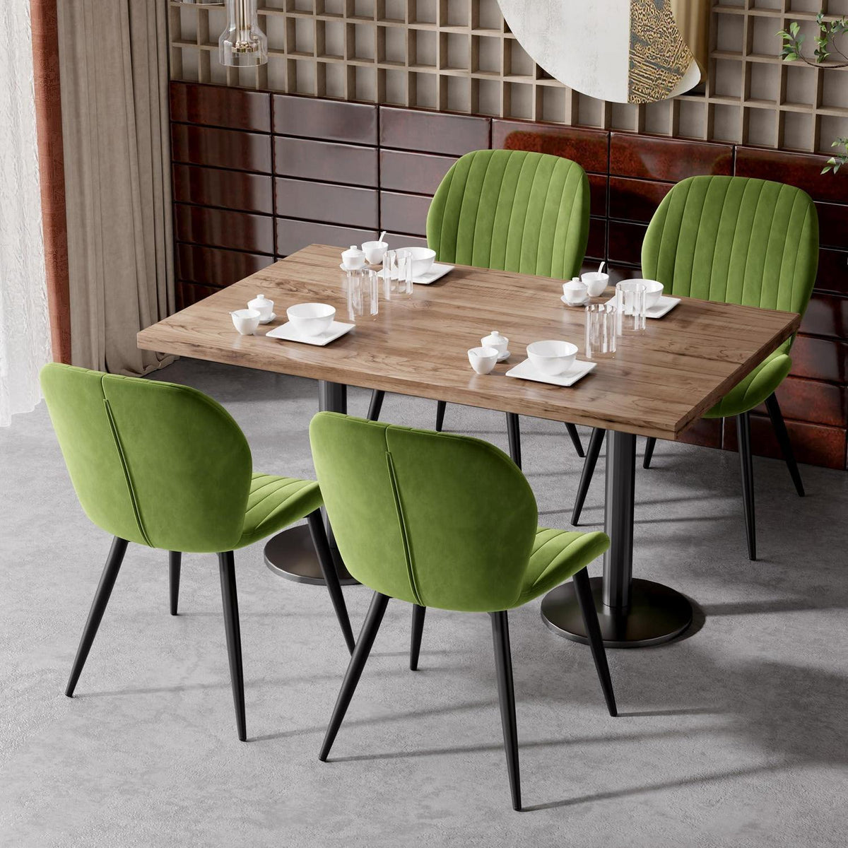 Esszimmerstühle Set 4 Grün Samt | Ergonomisch & Robust