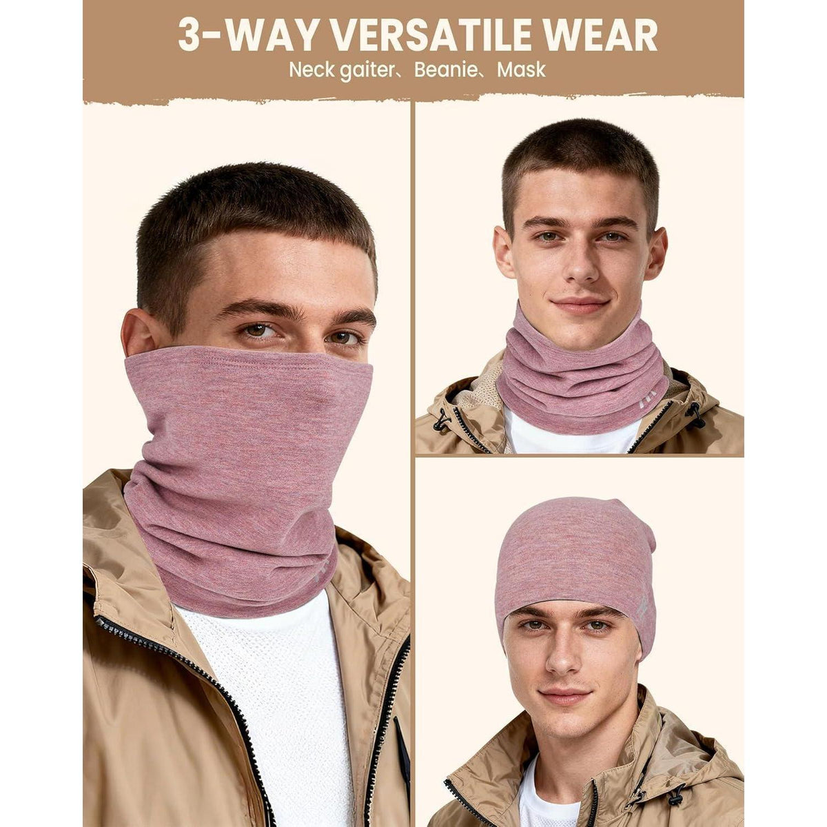 Winter Schlauchschal Fleece-Modal Damen Herren Thermo Halswärmer Lila