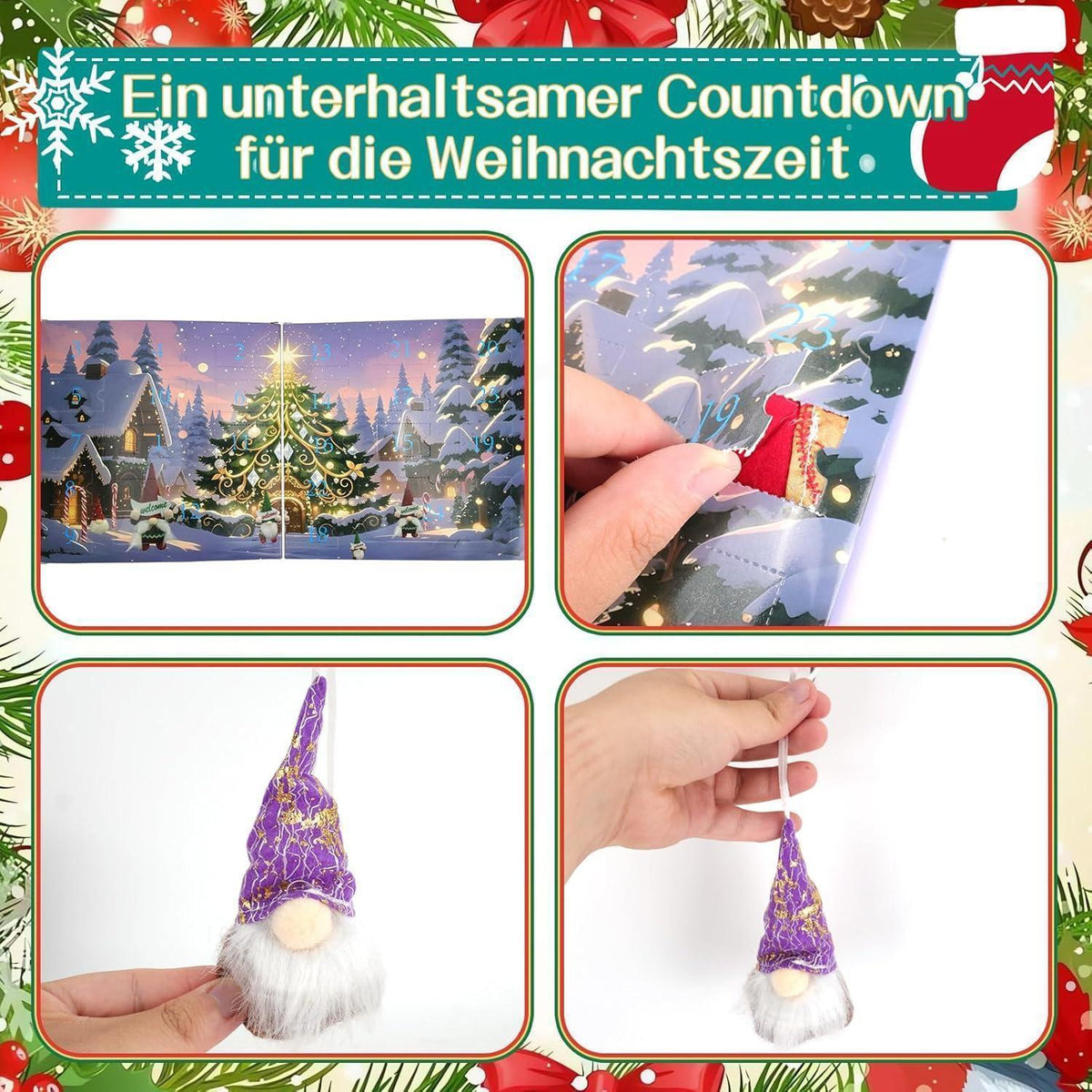 Adventskalender Wichtel 24 Tage Countdown Deko für Erwachsene