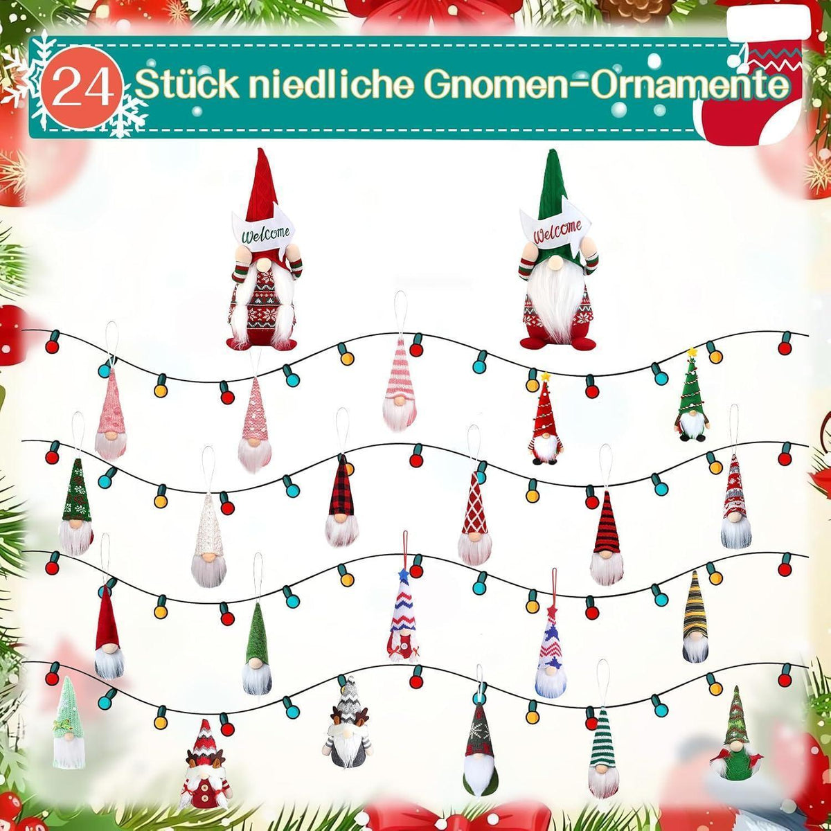 Adventskalender Wichtel 24 Tage Countdown Deko für Erwachsene