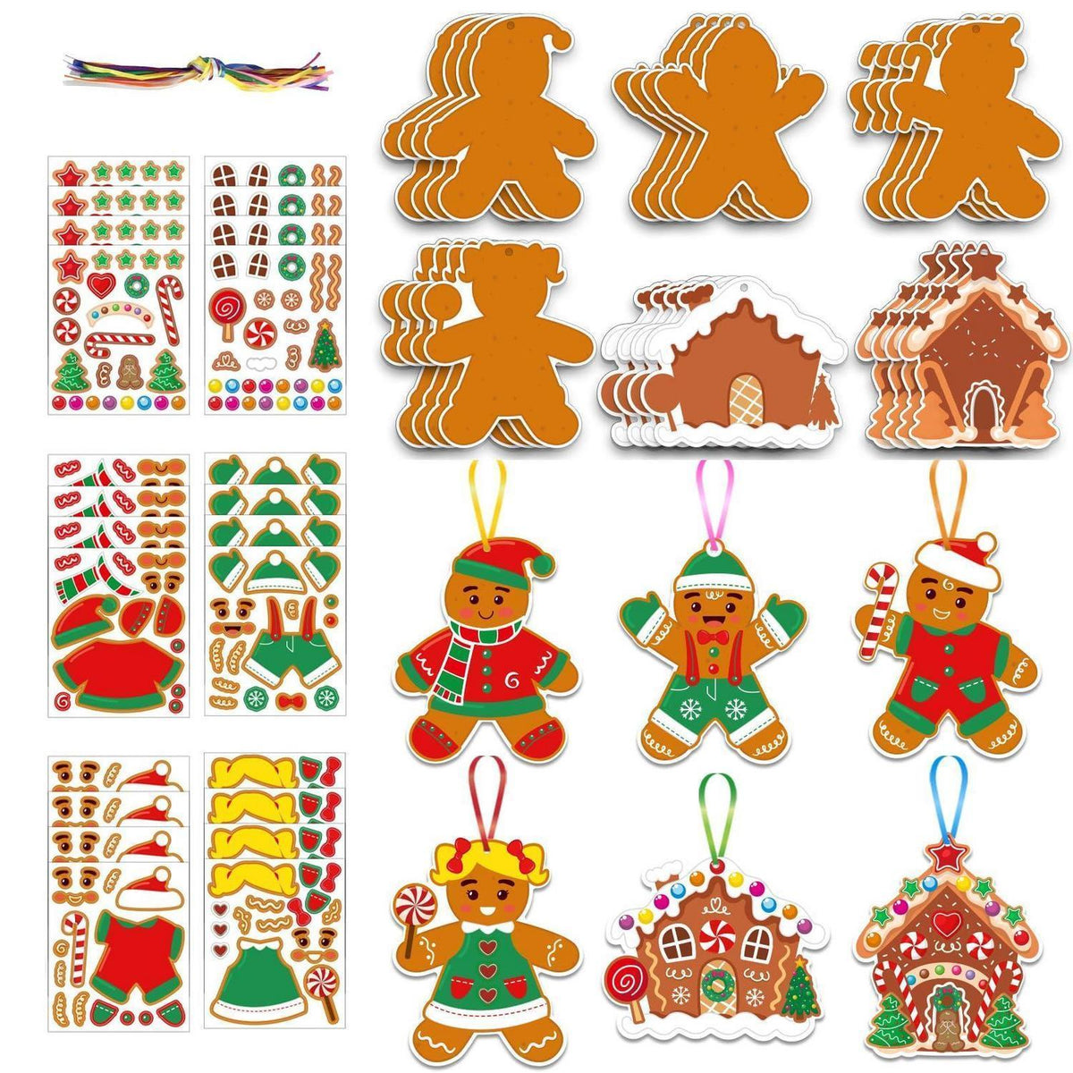 24er Lebkuchenmann Bastelset für Kinder – Weihnachtsbasteln mit Aufklebern