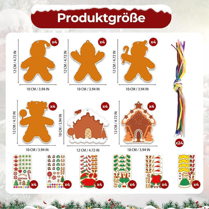 24er Lebkuchenmann Bastelset für Kinder – Weihnachtsbasteln mit Aufklebern