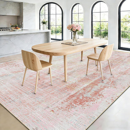 Vintage Altrosa Teppich 200x300cm – Weicher Kurzflor & Abstrakt