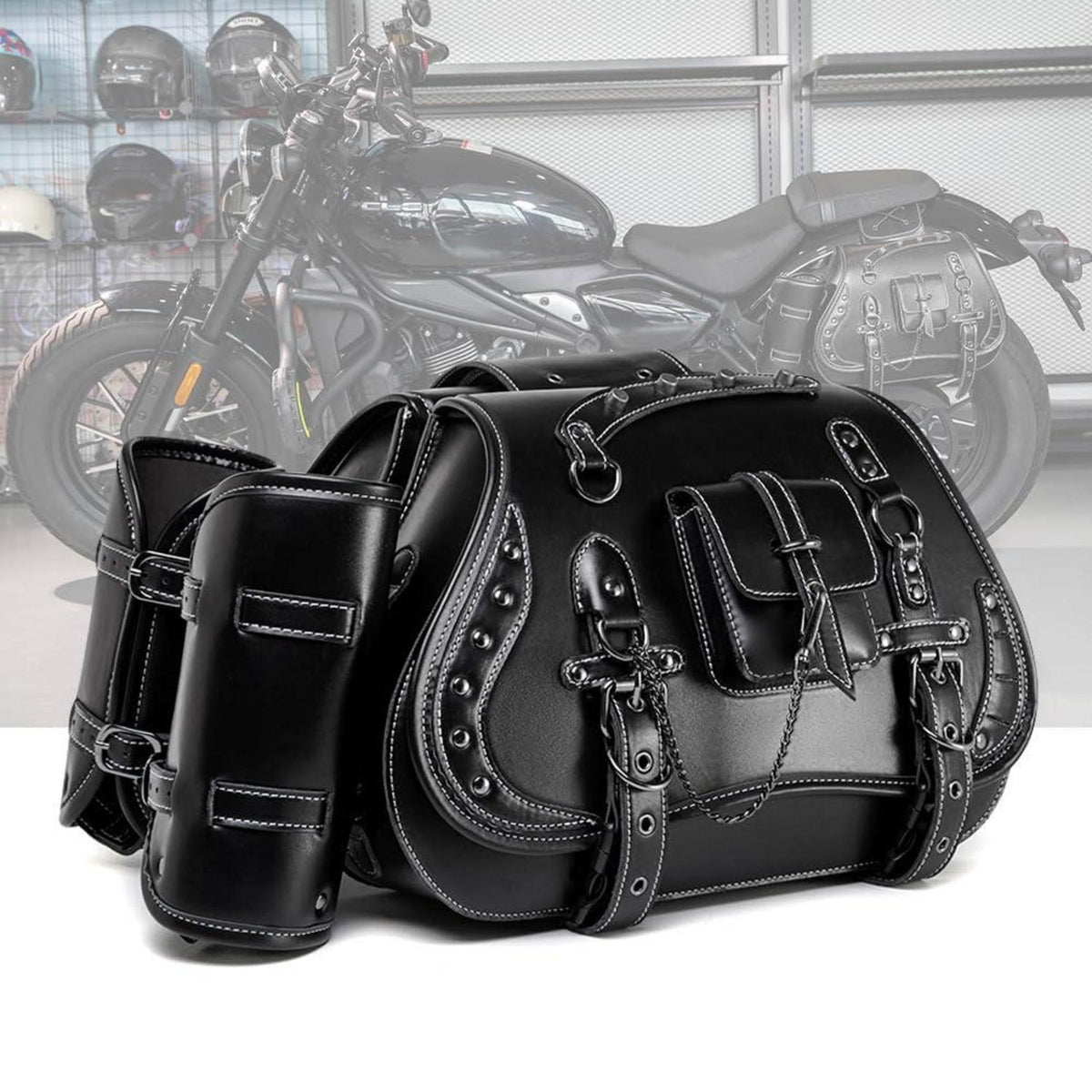 Motorrad Satteltasche 30L Wasserdicht mit Cup Holder in Lederoptik