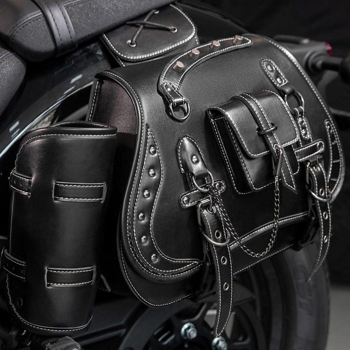 Motorrad Satteltasche 30L Wasserdicht mit Cup Holder in Lederoptik