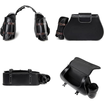 Motorrad Satteltasche 30L Wasserdicht mit Cup Holder in Lederoptik