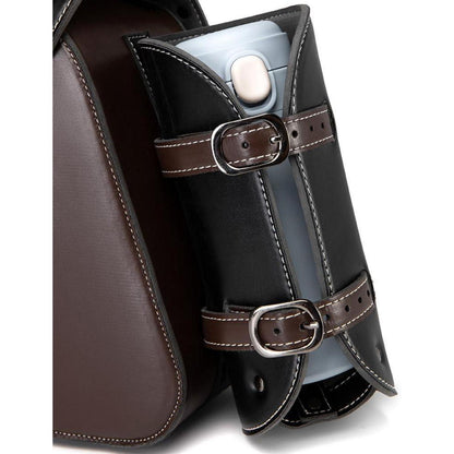 Motorrad Satteltasche 26L Wasserdicht mit Flaschenhalter in Lederoptik
