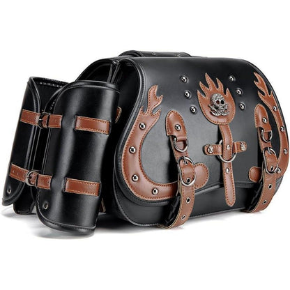 Motorrad Satteltasche 30L Wasserdicht mit Flaschenhalter in Lederoptik