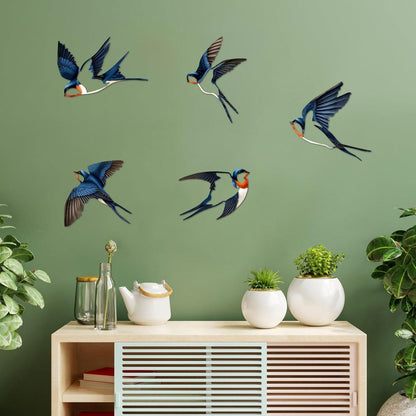 Metall Vogel Wanddeko 5er Set Vintage Schwarz für Außen & Innen