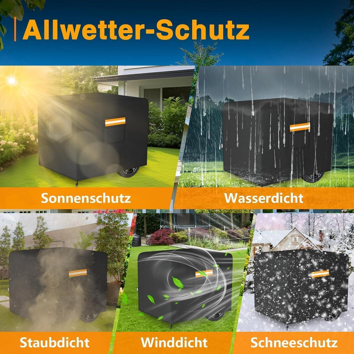 Generator Abdeckung wasserdicht 81x61x61cm mit Reflexstreifen