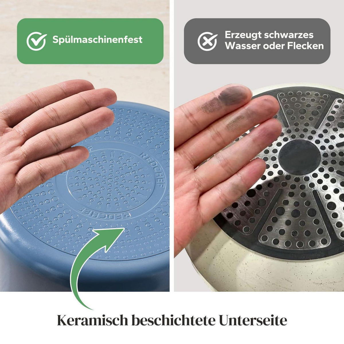 Topfset Keramik Antihaft 16/18/20cm mit Abnehmbaren Griffen
