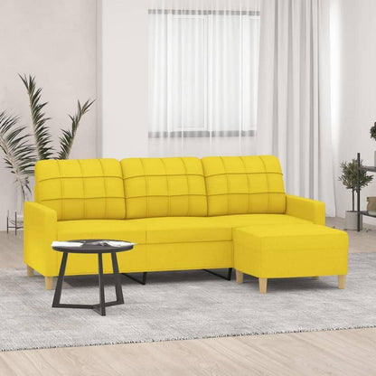 3-Sitzer Sofa mit Hocker, Hellgelb – Schlaffunktion & Modernes Design