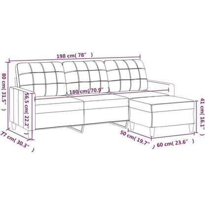 3-Sitzer Sofa mit Hocker, Hellgelb – Schlaffunktion & Modernes Design