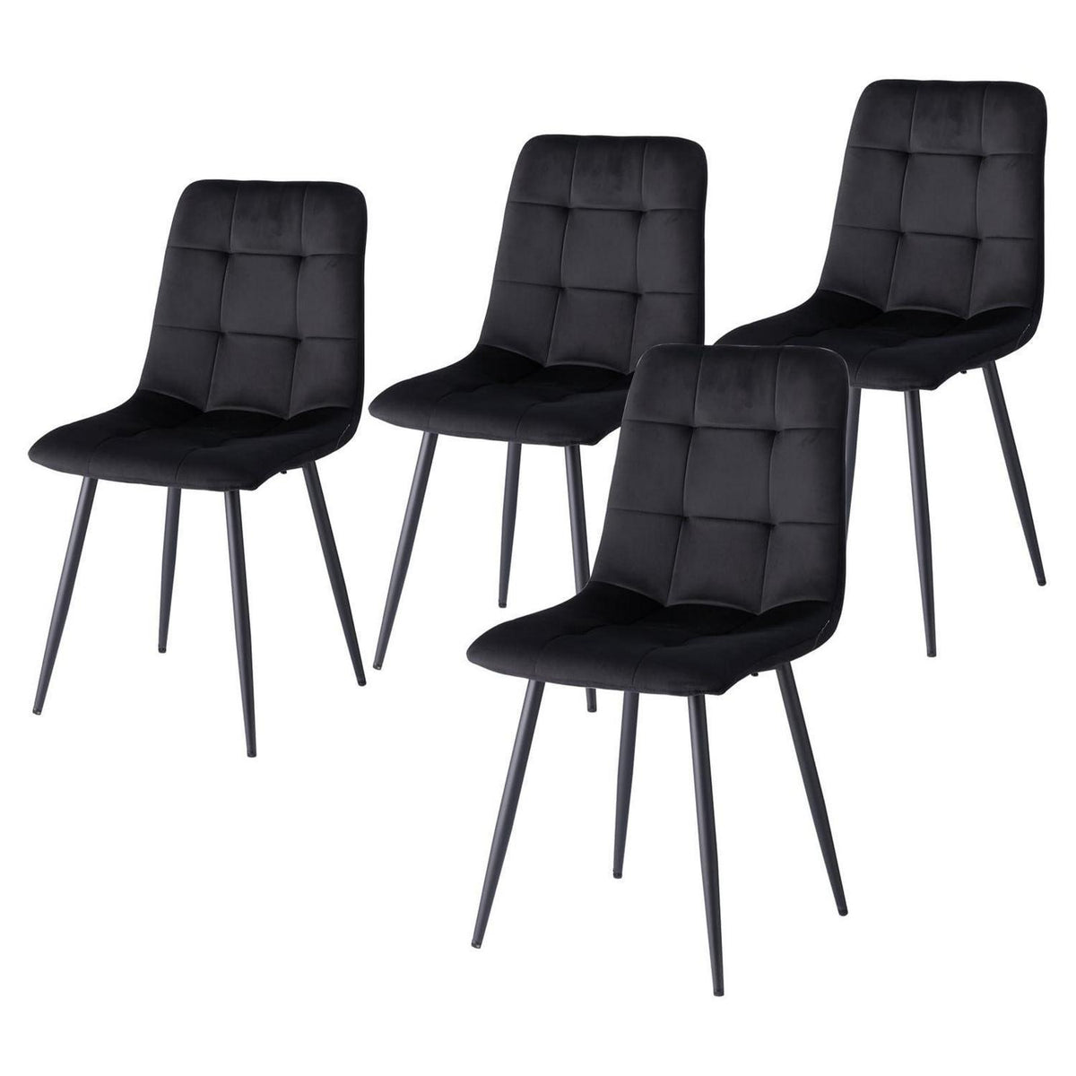4er-Set Esszimmerstühle Samt Schwarz – Modern & Bequem