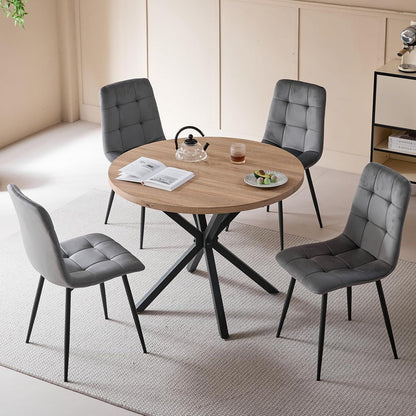 4er-Set Esszimmerstühle Samt, Schwarz & Dunkelgrau