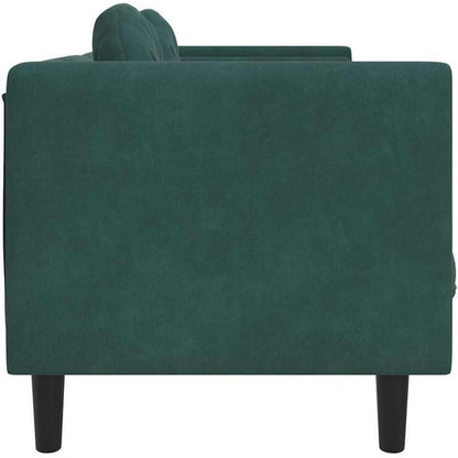 Modernes 2-Sitzer Sofa Dunkelgrün Samt mit Kissen