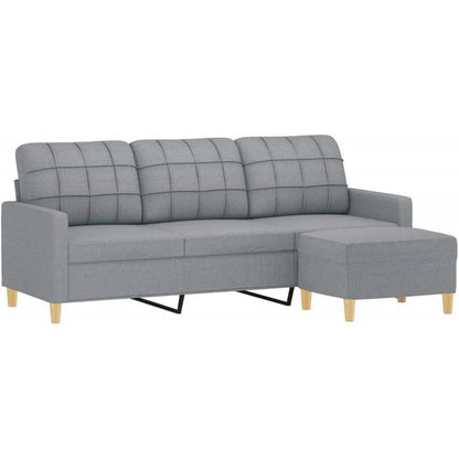 3-Sitzer Sofa mit Hocker, Hellgrau, 180 cm – Schlaffunktion