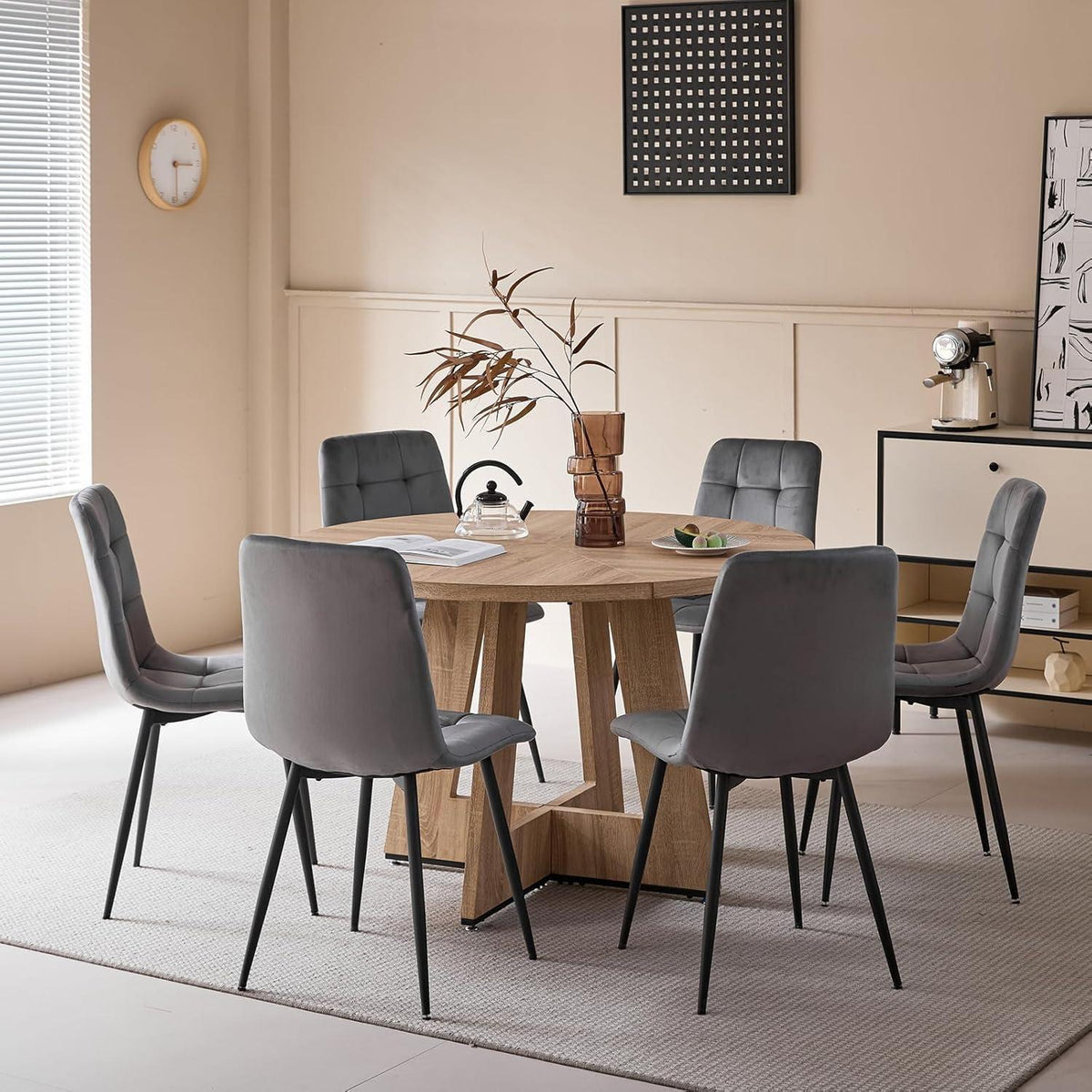 6er-Set Esszimmerstühle Samt Schwarz – Modern & Bequem