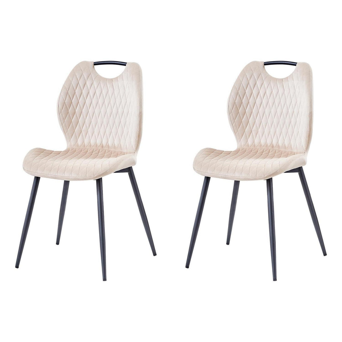 Beige Esszimmerstühle 2er-Set mit Stoffbezug & Metallbeinen