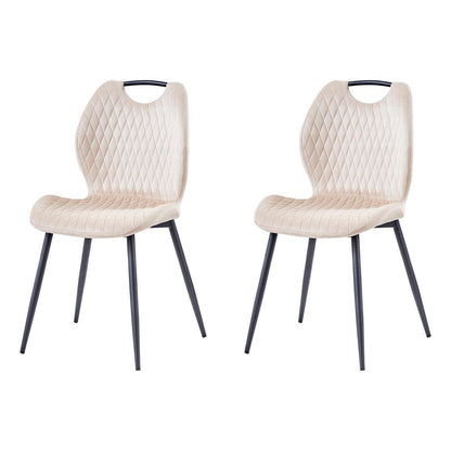 Beige Esszimmerstühle 2er-Set mit Stoffbezug & Metallbeinen
