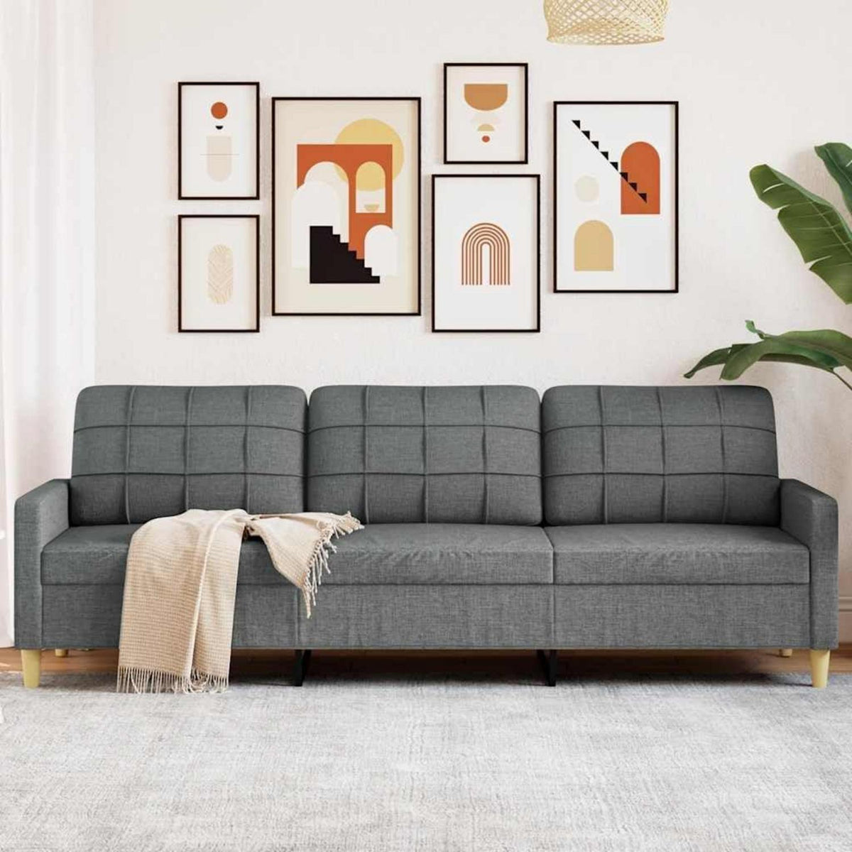3-Sitzer Sofa mit Schlaffunktion Dunkelgrau 210 cm