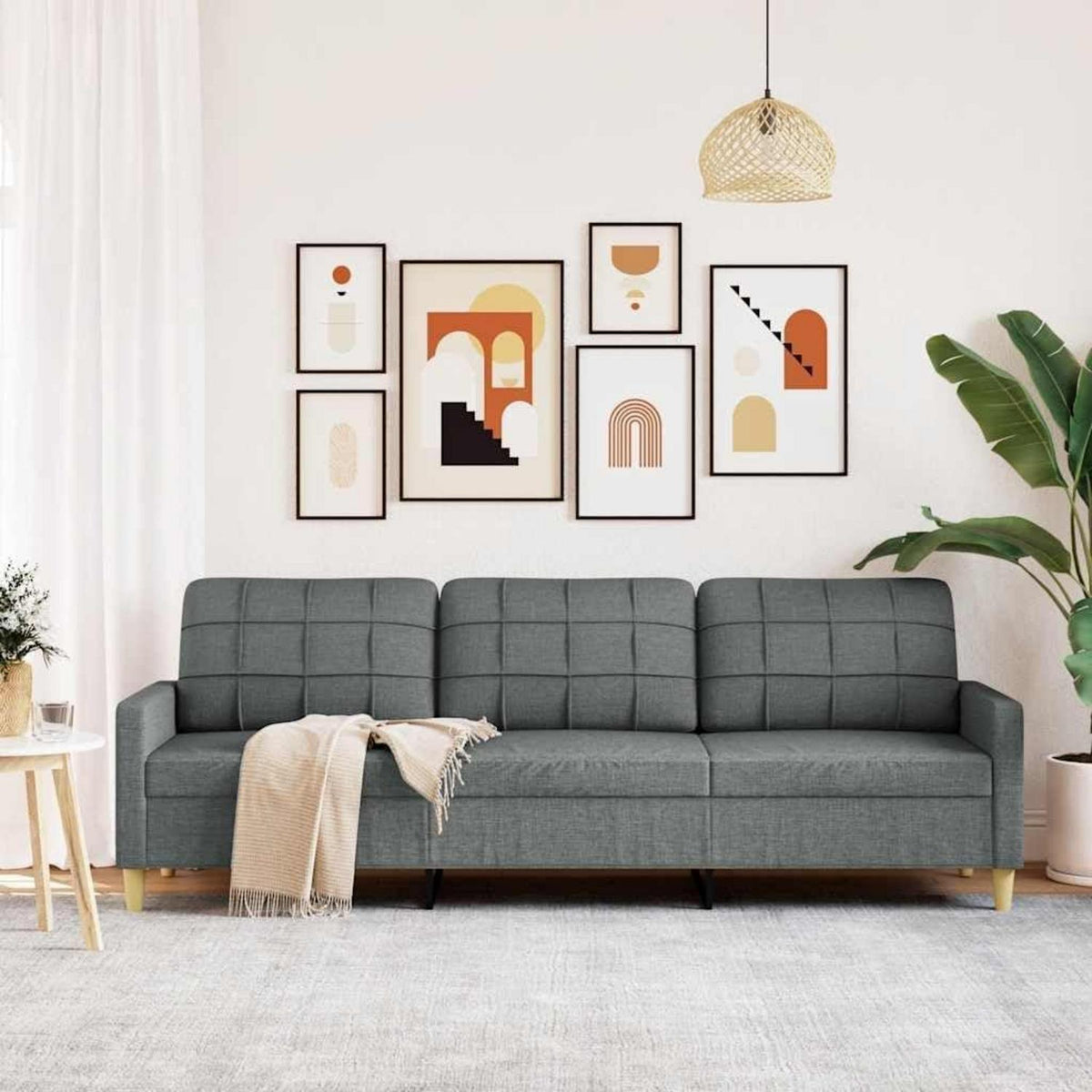 3-Sitzer Sofa mit Schlaffunktion Dunkelgrau 210 cm