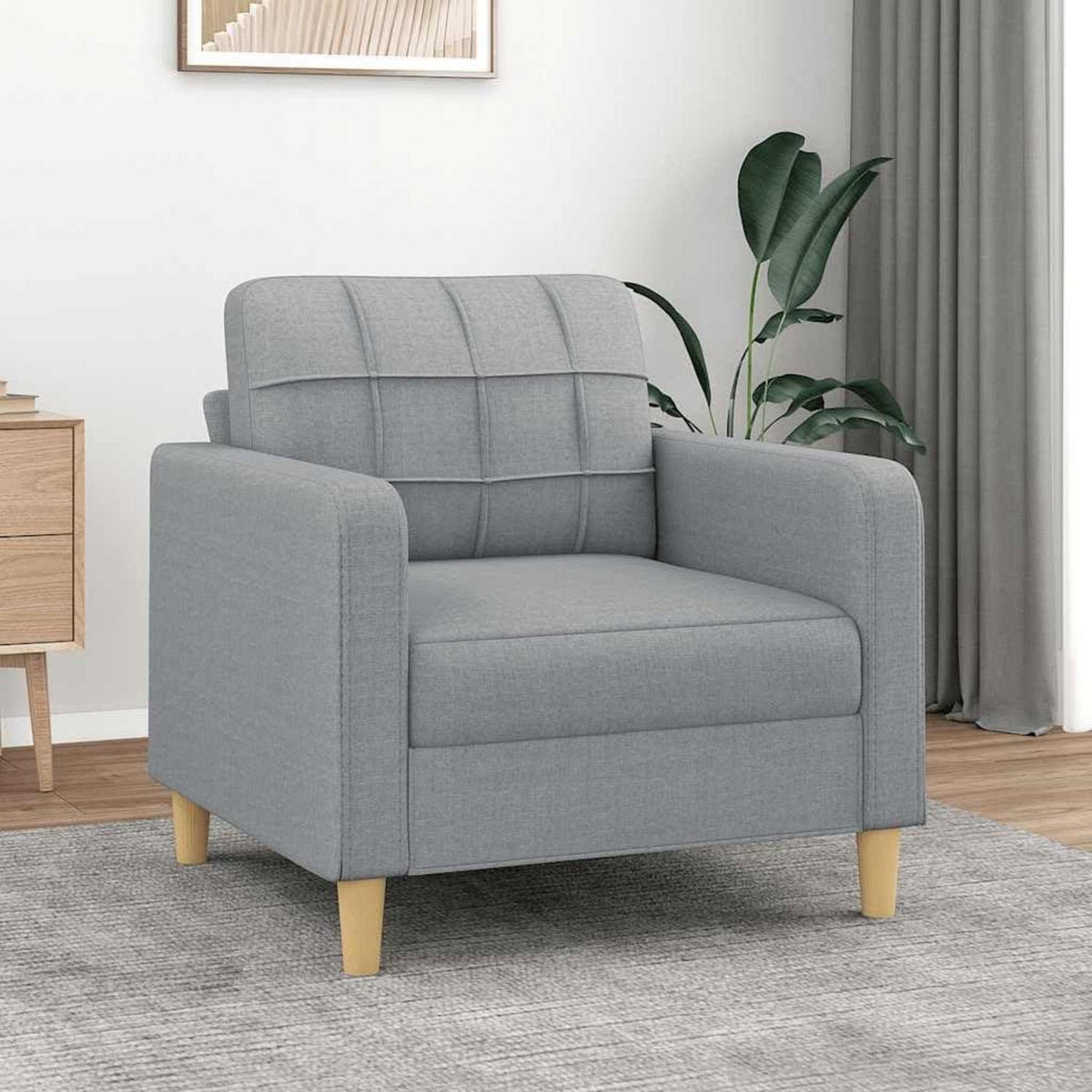 Bodensofa mit Pillow-Rückenlehne – Hellgrau