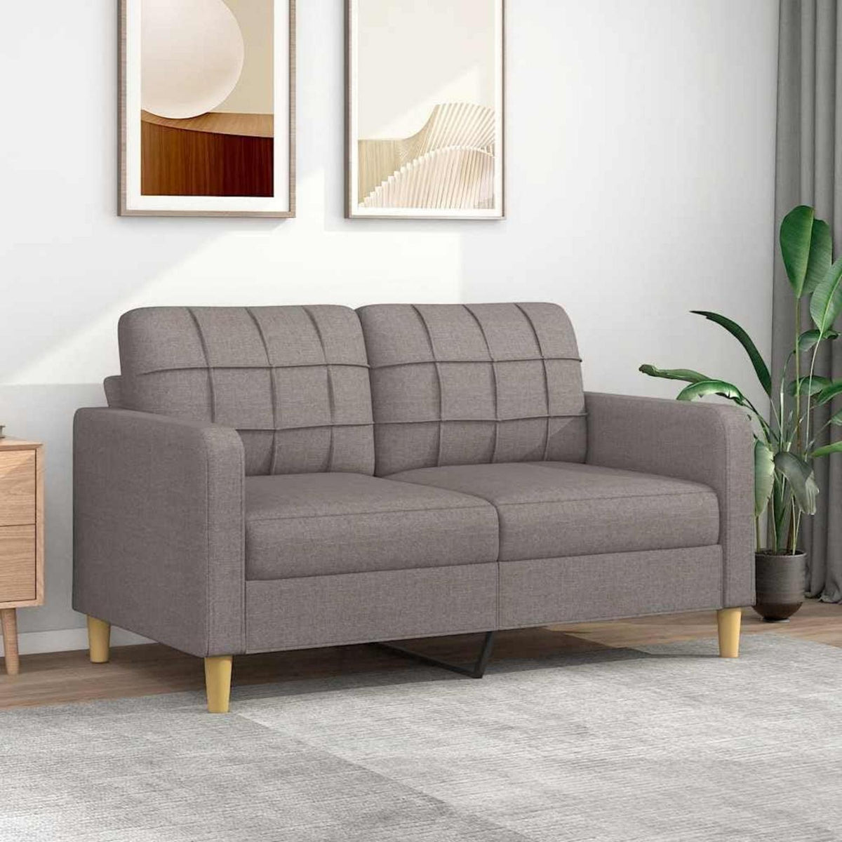 2-Sitzer Sofa Taupe – Bequemes Polstersofa mit Kissen