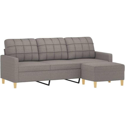 3-Sitzer Sofa mit Hocker, Taupe, 180 cm – Modern & Schlaffunktion