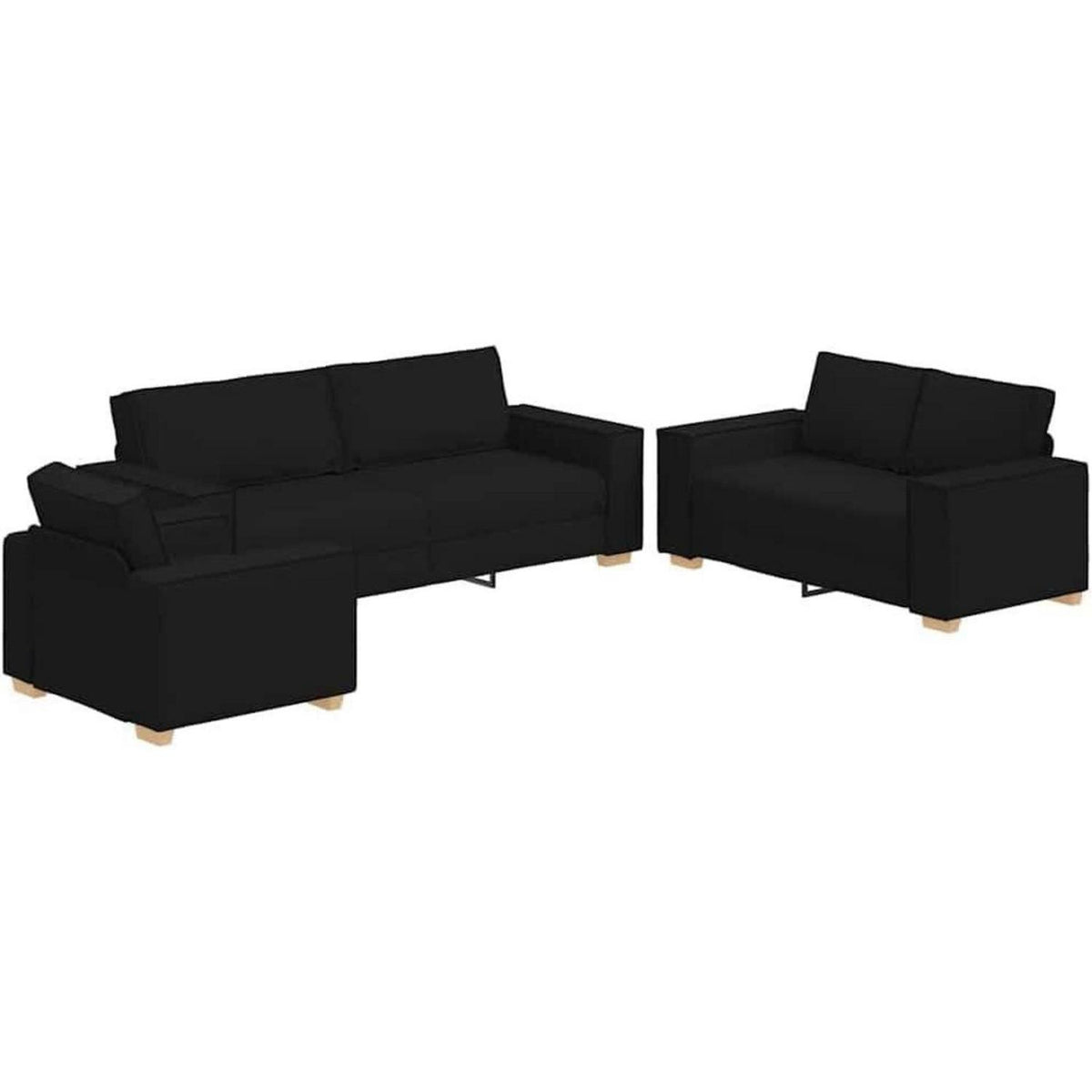 Schwarz Sofa Set: 3-Sitzer, 2-Sitzer & Sessel | Stoff & Komfort
