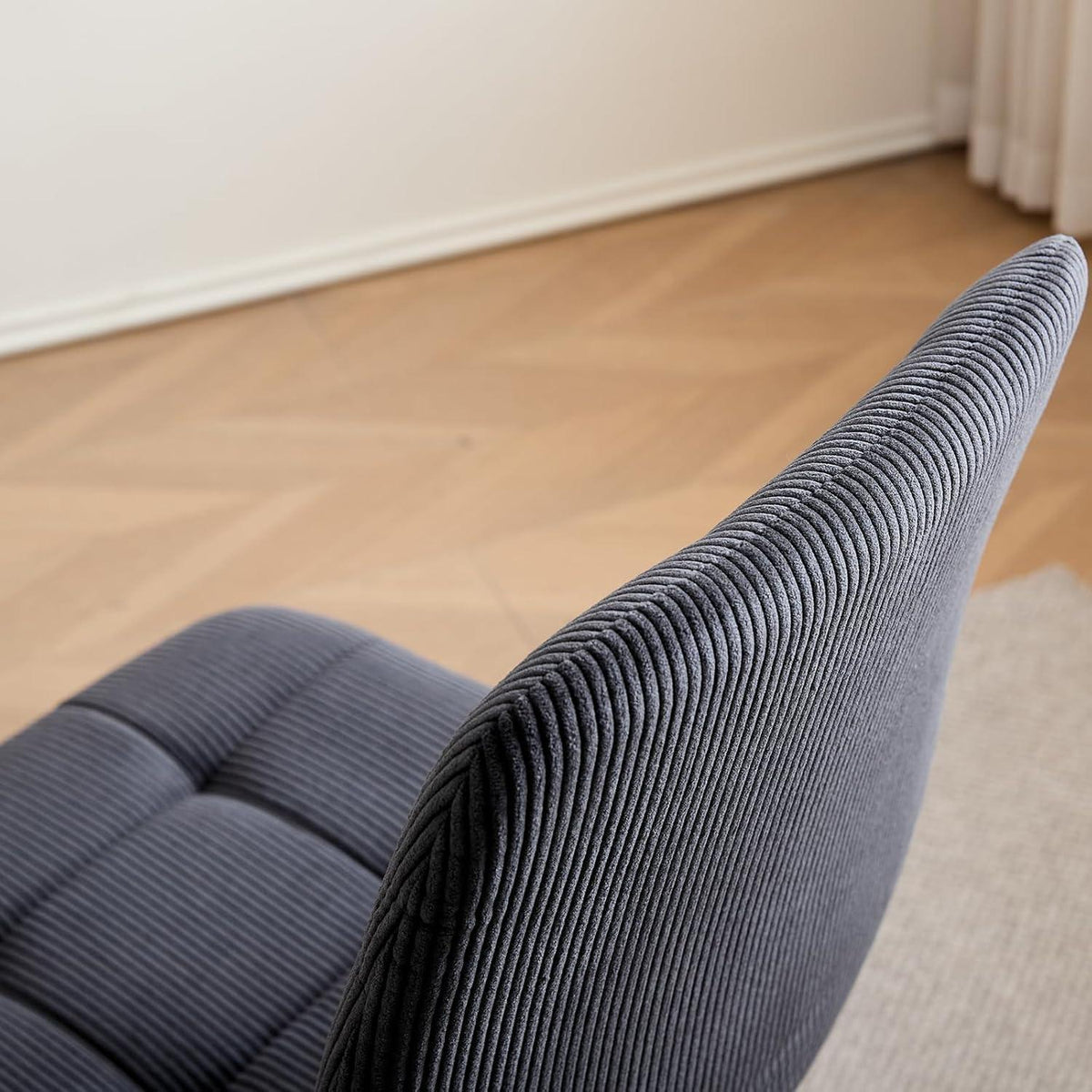 8er-Set Esszimmerstühle Nordic, Schwarzer Cord & Metall