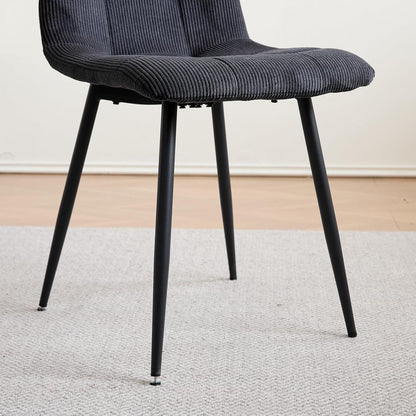 8er-Set Esszimmerstühle Nordic, Schwarzer Cord & Metall