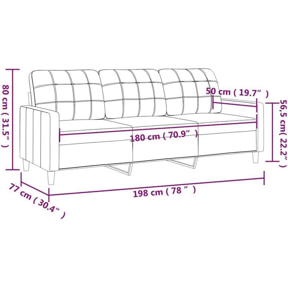 3-Sitzer Sofa Hellgelb – Modernes Polstersofa mit Kissen