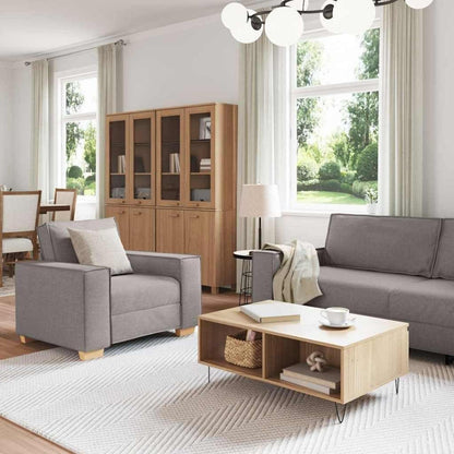 Taupe Stoff Sofa Set: 3-Sitzer, 2-Sitzer & Sessel