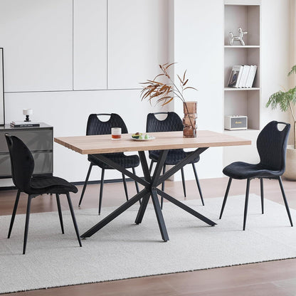 Moderner Esszimmerstuhl Set 2er – Samt & Metall Schwarz