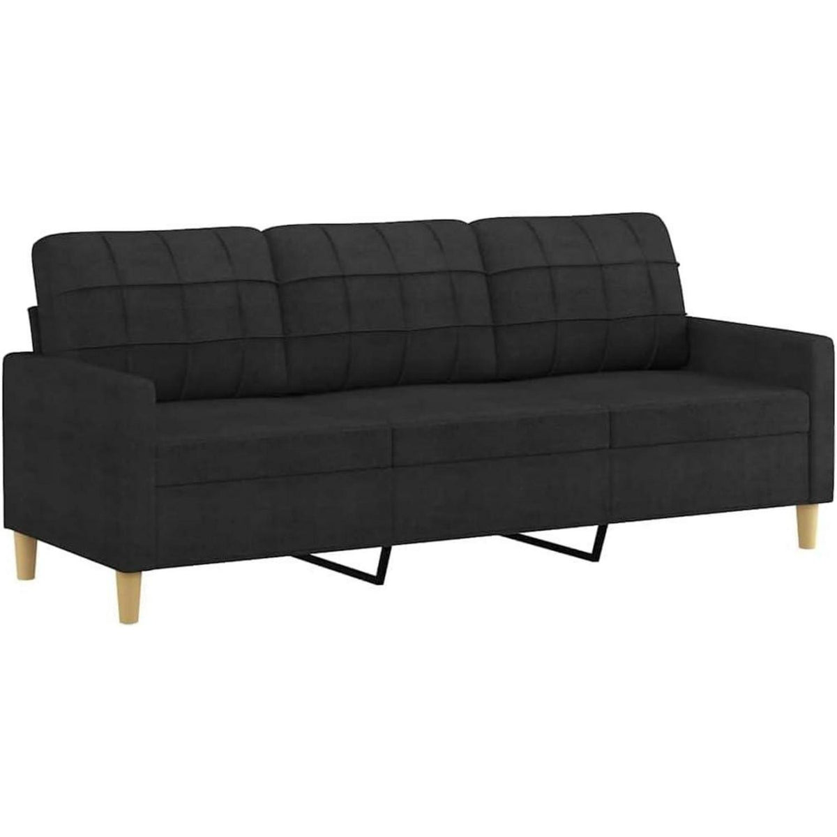 3-Sitzer Sofa Schwarz 180 cm – Stoff Schlafsofa mit Pillow Support