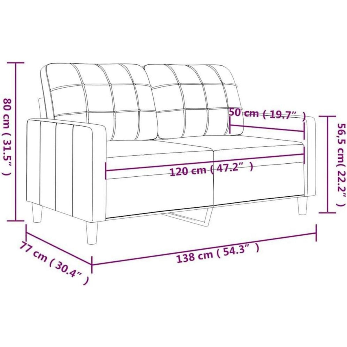 2-Sitzer Sofa mit Bettfunktion & Pillow-Armlehne, Taupe
