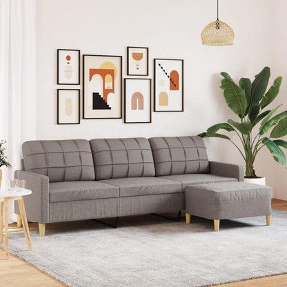 3-Sitzer Sofa mit Hocker, Taupe – Schlafsofa 210 cm