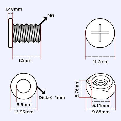 Motorrad Kennzeichen Schrauben Edelstahl Set M6x12mm