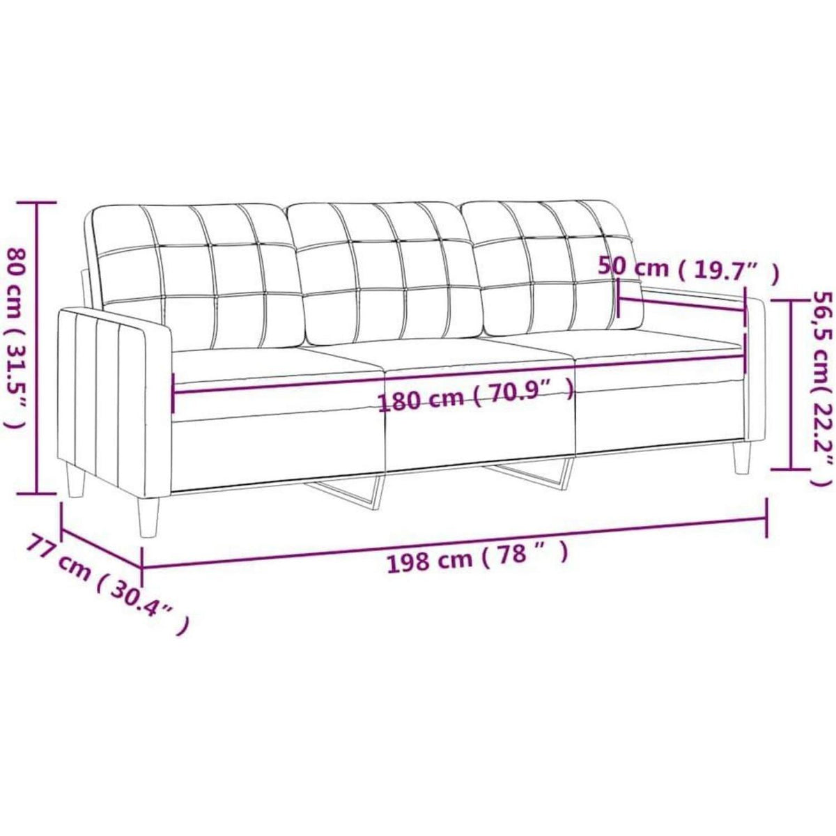 3-Sitzer Sofa mit Schlaffunktion – Weinrot, 180 cm