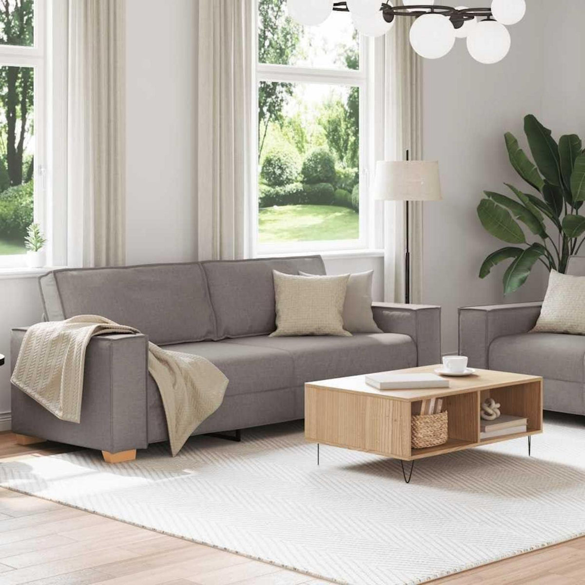 Taupe Stoffsofa 2-Sitzer & 3-Sitzer Set – Komfortabel & Vielseitig