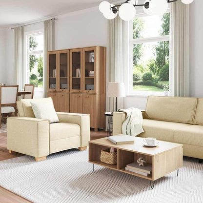 Cremefarbenes Sofa-Set: 3-Sitzer, 2-Sitzer & Sessel