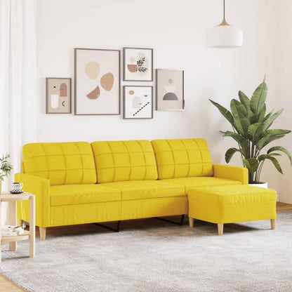 3-Sitzer Sofa mit Hocker, Hellgelb – Modernes Schlafsofa 210cm