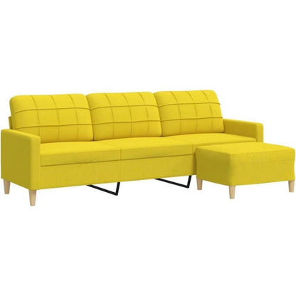 3-Sitzer Sofa mit Hocker, Hellgelb – Modernes Schlafsofa 210cm